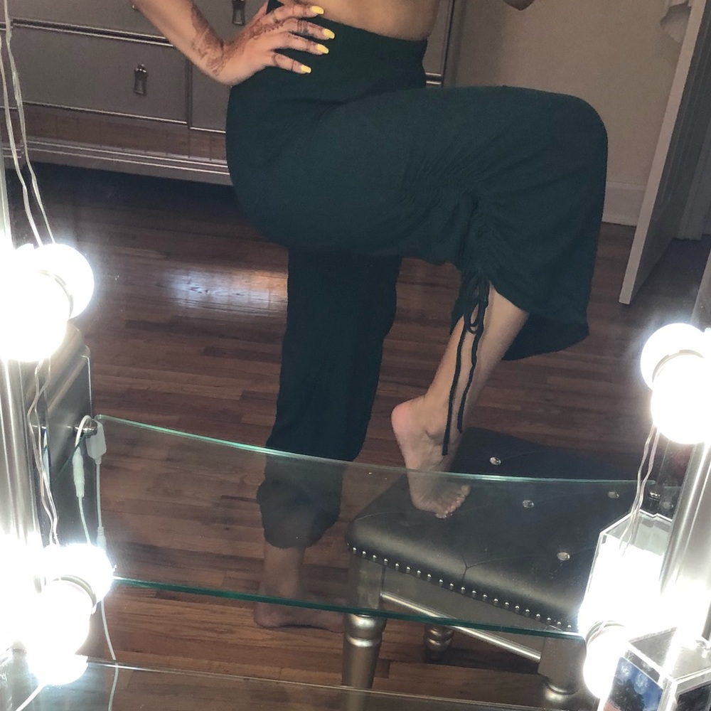 Green trousers with ties